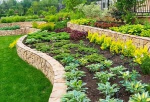 tiered garden landscaped yard in apex, nc